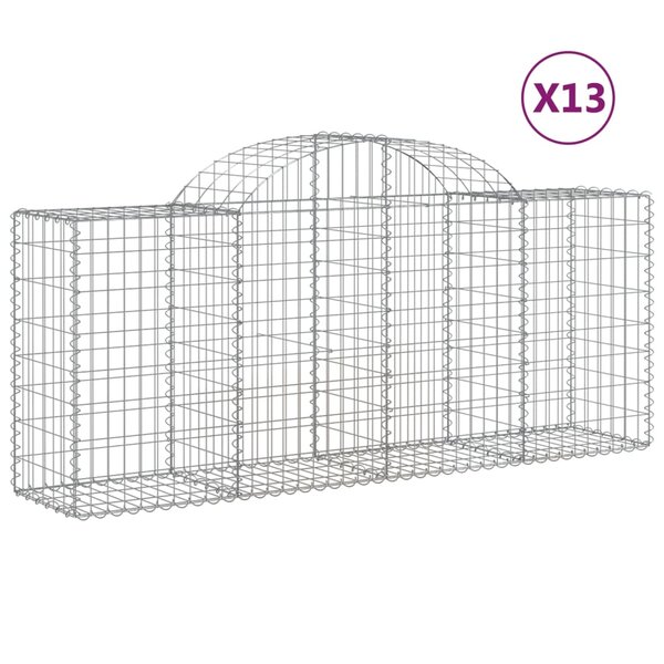 vidaXL Paniers à gabions arqués 13 Pièces 200x50x80/100 cm Fer galvanisé