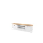 Meuble TV 2 tiroirs - Décor chene artisan et blanc - L 160 x P 45 x H 40 cm - BERGEN
