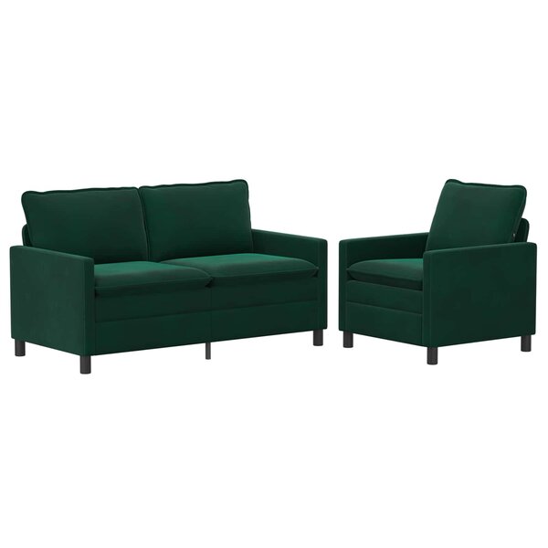 vidaXL Ensemble de Canapés 2 Pièces Vert foncé Velours