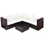 Salon de jardin meuble d'extérieur ensemble de mobilier 4 pièces avec coussins résine tressée marron 02_0016188