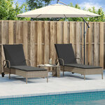 vidaXL Chaises longues avec coussins lot de 2 gris résine tressée