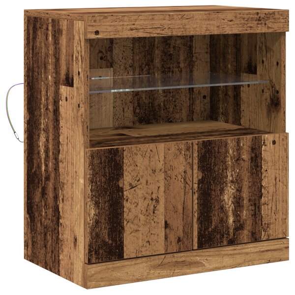 Buffet vidaXL avec lumières LED en bois ancien 60x37x67 cm