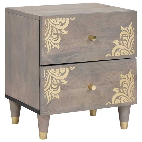 vidaXL Cabinet de chevet Gris 40 x 33 x 46 cm bois de manguier massif