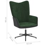 Vidaxl chaise de relaxation vert foncé velours et pvc