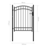 vidaXL Portail de clôture avec dessus arqué Acier 100x125 cm Noir