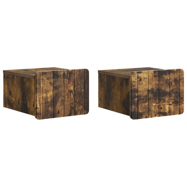 vidaXL Cabinet de chevet mural 2 pc Chêne fumé 33 x 34 5 x 24 cm