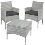 Tectake Salon de jardin LUCERNE 2 places avec 2 sets de housses - gris clair