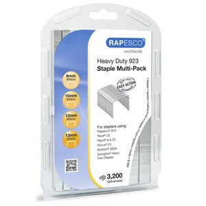 Boite de 3200 Agrafes mélangées Type 923 8-10-12 et 13 mm 800 de chaque RAPESCO