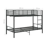 vidaXL Lit superposé Noir Métal 90x200 cm