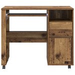 vidaXL Bureau marron Bois ancien Panneau de particules  Métal Standard