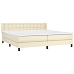vidaXL Sommier à lattes de lit avec matelas Crème 200x200cm Similicuir
