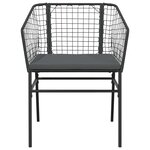 vidaXL Ensemble à manger de jardin coussins 9Pièces noir poly rotin verre