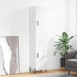 vidaXL Buffet haut Blanc brillant 34 5x34x180 cm Bois d'ingénierie