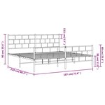 vidaXL Cadre de lit métal avec tête de lit/pied de lit blanc 183x213cm
