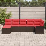 vidaXL Ensemble de canapé de jardin 7 Pièces Marron et rouge polyrotin