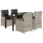 vidaXL Ensemble à manger de jardin et coussins 5 Pièces gris clair rotin