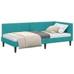 vidaXL Cadre de lit d'angle Turquoise 90 cm x 190 cm tissu
