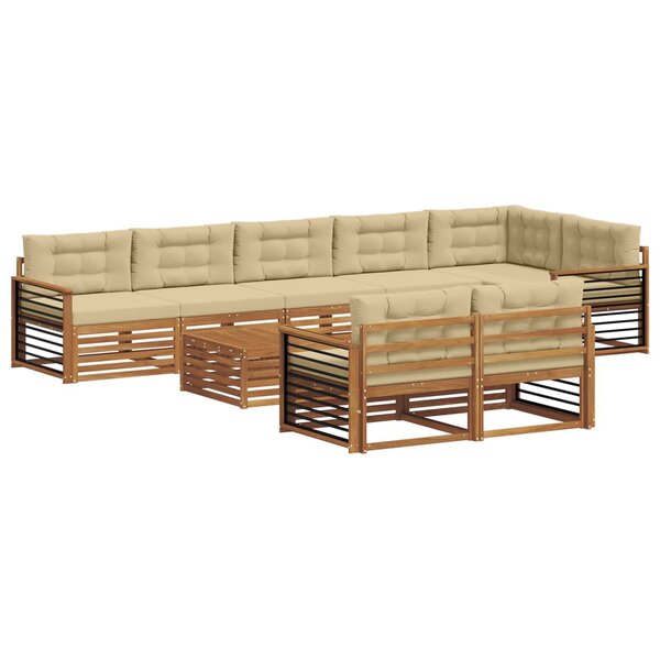 vidaXL Ensemble de canapés d'extérieur 9 pc Naturel et Beige