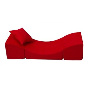 Pouf dépliant fauteuil 3 en 1: pouf chaise longue table pour enfants rouge