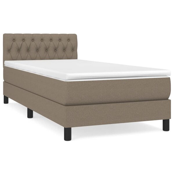 vidaXL Sommier à lattes de lit avec matelas Taupe 90x190 cm Tissu