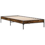 vidaXL Cadre de lit chêne fumé 100x200 cm bois d'ingénierie et métal