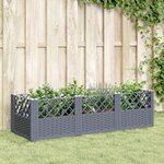 vidaXL Jardinière avec piquets gris 123 5x43 5x43 5 cm PP