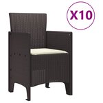 vidaXL Ensemble de Salle à Manger de Jardin 11 Pièces avec Coussins Marron Poly Rattan