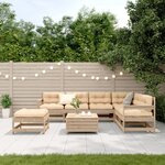 vidaXL Salon de jardin 8 Pièces avec coussins Bois de pin massif