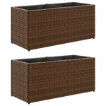 vidaXL Jardinières avec 2 pots 2 Pièces marron 72x30x32 cm résine tressée