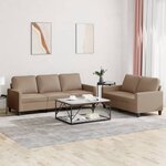 vidaXL Ensemble de canapés 2 Pièces avec coussins Cappuccino Similicuir