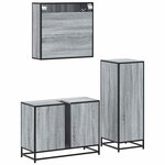 vidaXL Ensemble de meubles de salle de bain 3 Pièces Sonoma gris