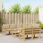 vidaXL Ensemble de canapés d'extérieur 9 Pièces Blanc et Beige Polyester