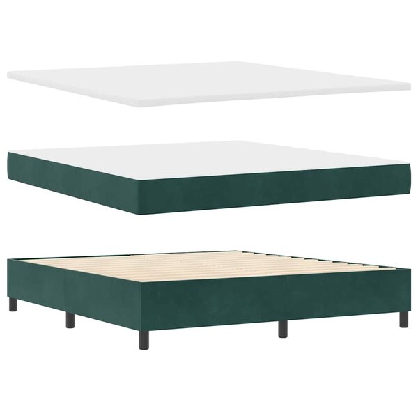 vidaXL Lit à ressorts avec matelas Vert foncé 180 x 200 cm Velours