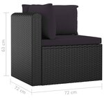 vidaXL Salon de jardin 7 Pièces avec coussins Résine tressée Noir