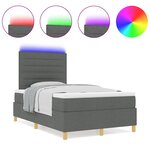 vidaXL Lit à ressorts avec matelas Gris foncé 120 x 200 cm tissu