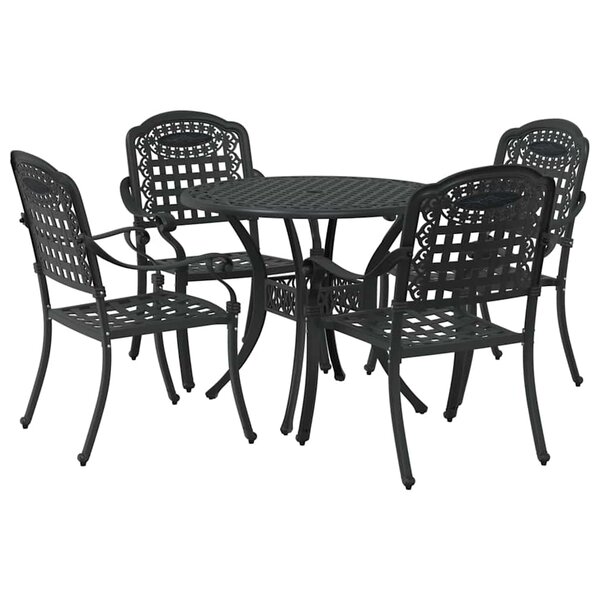 vidaXL Ensemble de salle à manger pour jardin 5 Pièces Noir Aluminium