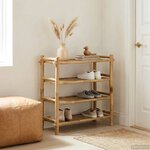 vidaXL Rack à chaussures avec étagère Naturel 4 niveaux Bambou