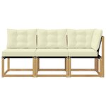 vidaXL Canapé d’extérieur milieu et coin avec coussin 3 Pièce Blanc