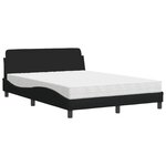 vidaXL Lit avec matelas Dover noir 140x200 cm tissu