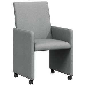 vidaXL Chaises de Salle à Manger avec Roues 2 pc tissu Gris clair