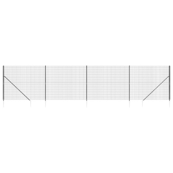 vidaXL Clôture en treillis métallique et ancrage anthracite 2x10 m