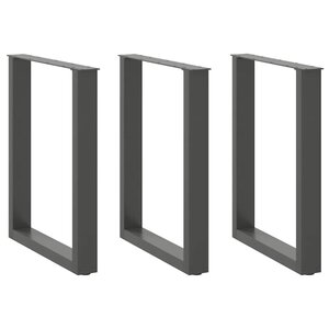 vidaXL Pieds de table à manger en U 3 pièces Anthracite 70 x (72-73) cm Acier