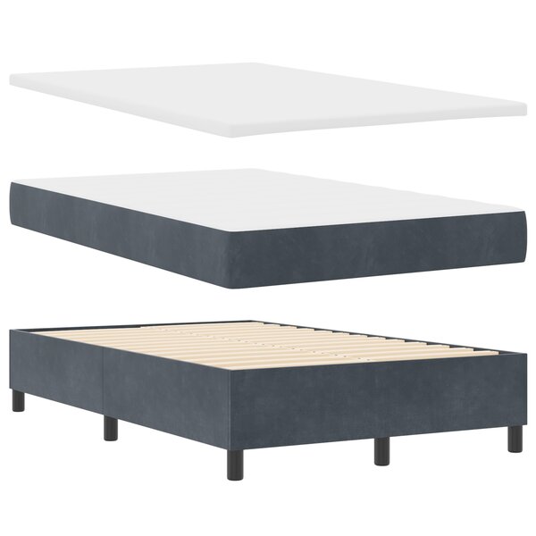 vidaXL Lit avec Sommier avec Matelas et Banc Gris Foncé 120x190 cm Velours