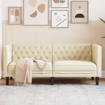 vidaXL Canapé Chesterfield 2 places crème similicuir