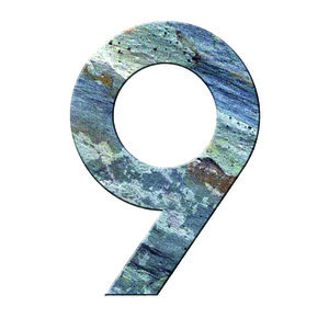 Numéro 9 - Numéro adhésif pour boîtes aux lettres- Pierre véritable 50 mm  LAVE