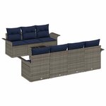vidaXL Ensemble de canapé de jardin 8 Pièces Gris et marine polyrotin