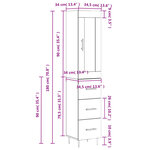 vidaXL Buffet haut Sonoma gris 34 5x34x180 cm Bois d'ingénierie