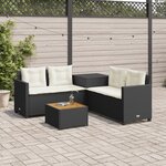 vidaXL Canapé de jardin avec table et coussins en forme de L noir