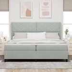 vidaXL Lit à ressorts avec matelas gris clair 200 x 200 cm en velours