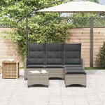 vidaXL Salon de jardin 3 Pièces avec coussins forme L gris résine tressée